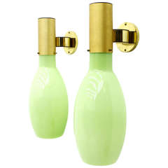 Pair of Large Murano Glass and Brass Wall Sconces, Italy 1970's 6