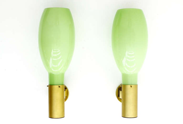 Pair of Large Murano Glass and Brass Wall Sconces, Italy 1970's 2