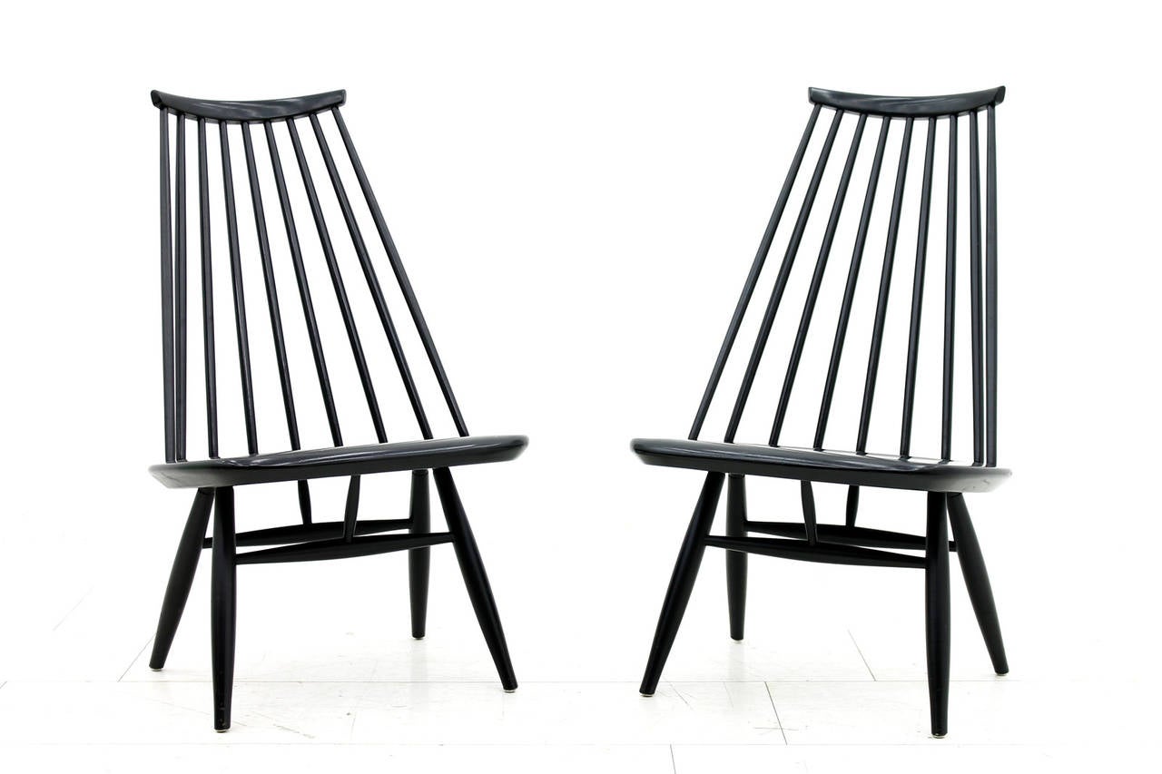 Wood Pair of Mademoiselle Lounge Chairs by Ilmari Tapiovaara for Asko, Finland, 1956 For Sale