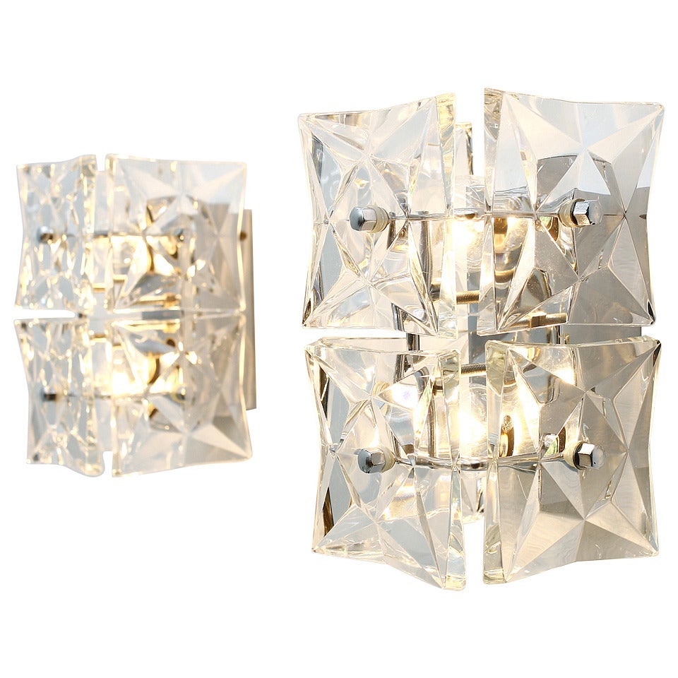Pair Kinkeldey Wall Sconces Crystal Glass