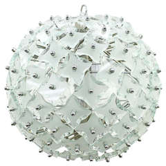 Glass & Metal "Snowball" Chandelier, Italy 1960`s 1