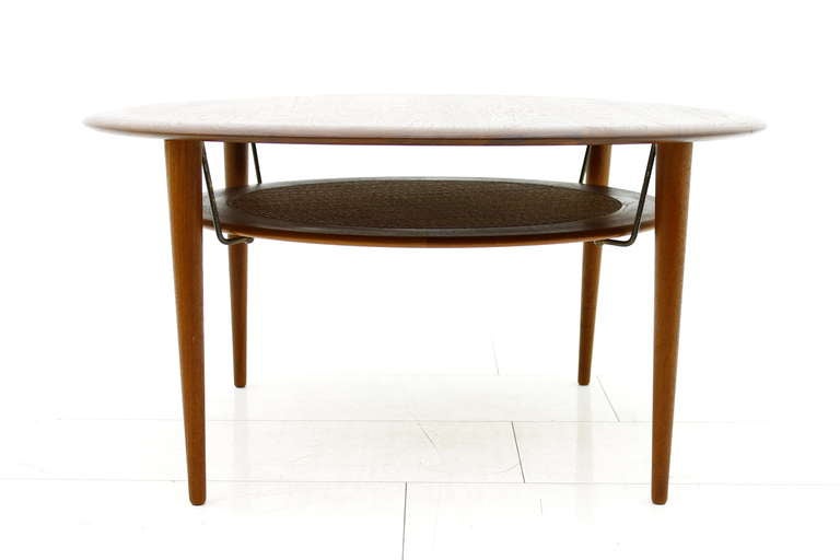 Teak Wood and Cane Sofa Table by Hvidt & Molgaard, Denmark