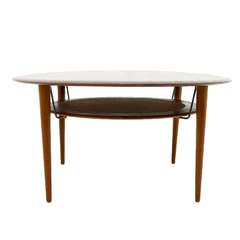 Teak Wood and Cane Sofa Table by Hvidt & Molgaard, Denmark