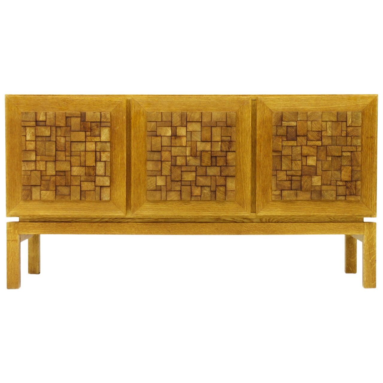 Beautiful Oak Sideboard with Graphic Wood Front, circa 1970s