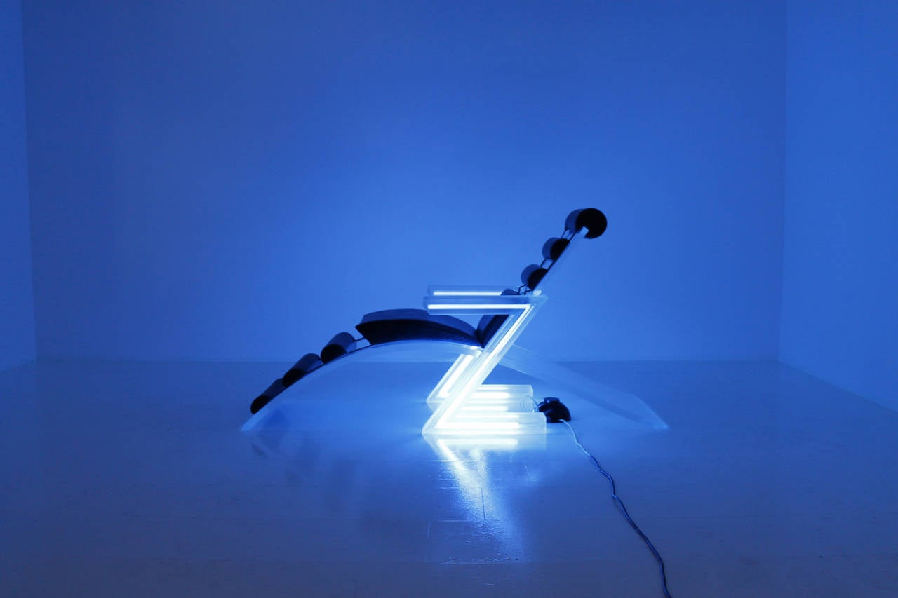 Swiss Spectacular Illuminated Lucite Lounge Chair, 1970s For Sale