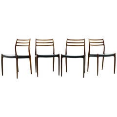 Set of Four Niels O. Møller Dining Room Chairs Model 78 in Rosewood