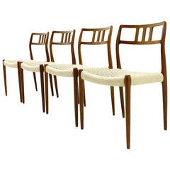 Set of Four Niels O. Møller Teak Wood Dining Room Chairs, Model 79