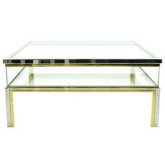 Maison Jansen Sofa Table with Glass Sliding Top, 1970s