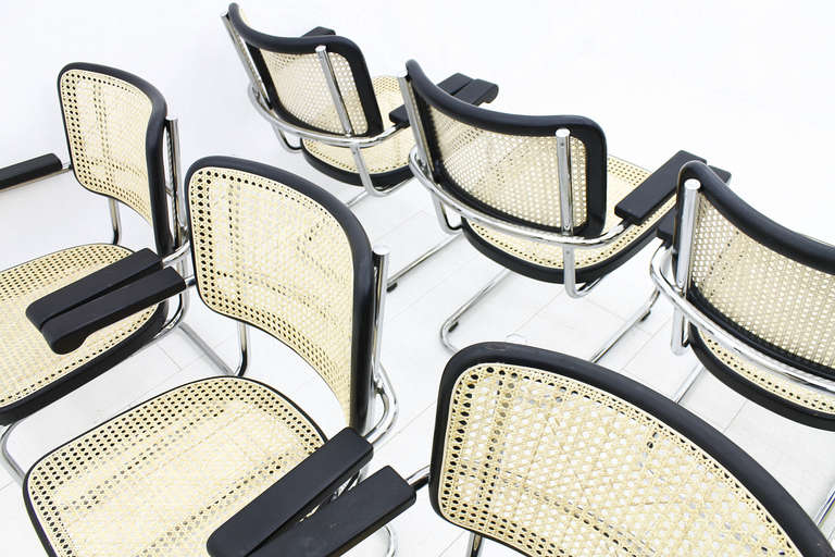 Mid-20th Century Rare Set of Eight Steel Tube Lobby Chairs S67F by Mart Stam for Thonet