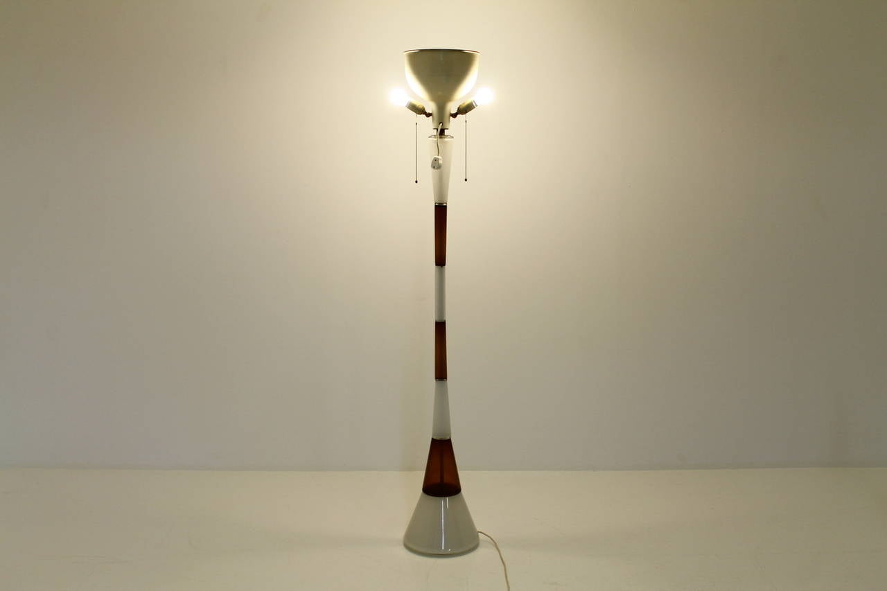 Mid-20th Century Colored Glass Floor Lamp by Fulvio Bianconi, Venini & Co. Murano, Italy, 1950s For Sale