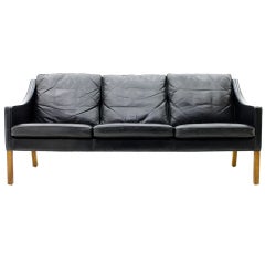 Børge Mogensen Black Leather Sofa 2209