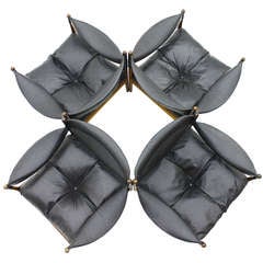 Set of Four Kristian Solmer Vedel Lounge Chair, Rosewood and black Leather