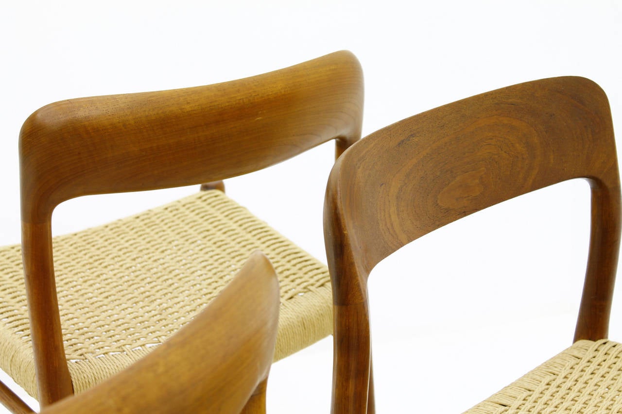 Set of Six Niels O. Møller Teak Dining Room Chairs Model 75, Denmark