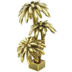 Very Large Maison Jansen Brass Palm Tree Floor Lamp, France