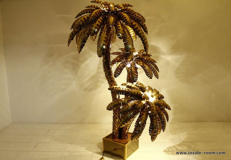Very Large Maison Jansen Brass Palm Tree Floor Lamp, France 4