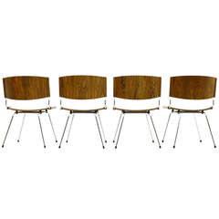Four Nanna Ditzel Rosewood Stacking Chairs, Denmark, 1958