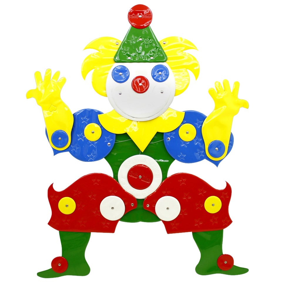 Huge Plastic Clown "I like It Soft" by Guenther Kieser for Zapf, Softline, 1971 For Sale