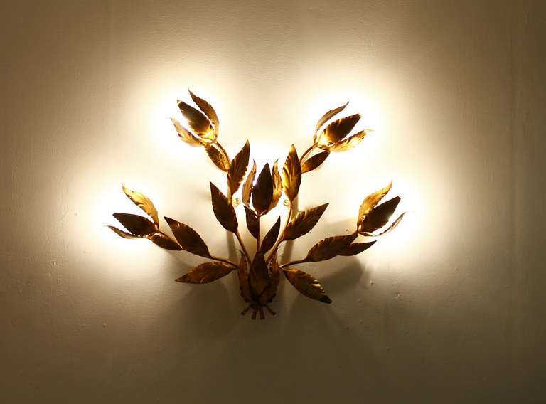 Mid-20th Century Nice Floral Wall Sconce, Metal, circa 1960s