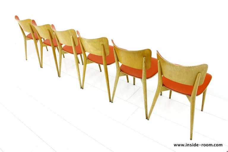 6 early Max Bill Dining Chairs, Switzerland ca. 1950`s In Good Condition In Frankfurt / Dreieich, DE