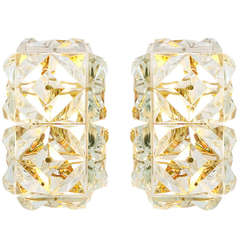 Pair of Crystal Glass Wall Sconces