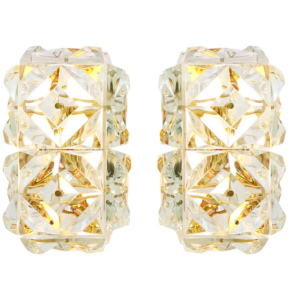 Pair of Crystal Glass Wall Sconces