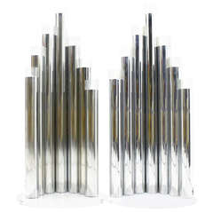 Pair of Chrome 
Lucite Floor Lamps, Italy, 1970s