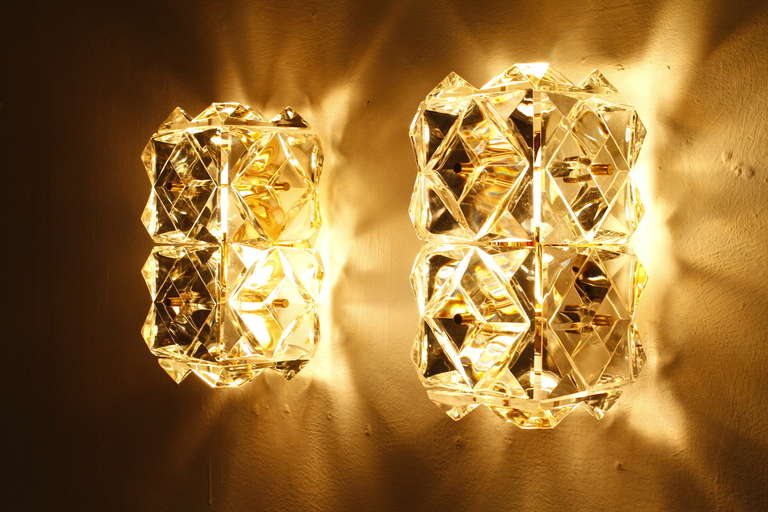 German Pair of Crystal Glass Wall Sconces