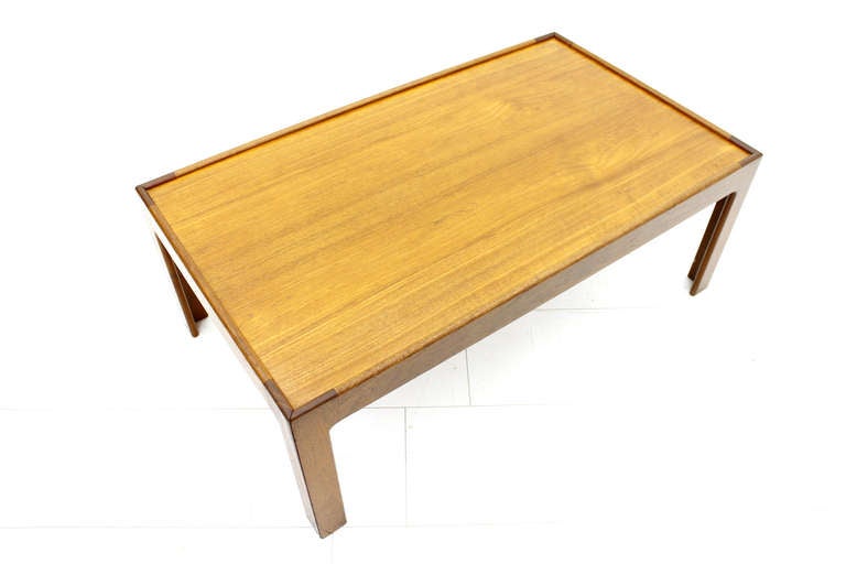 Scandinavian Modern Teak Wood Coffee Table by Illum Wikkelso, Denmark 1960s For Sale