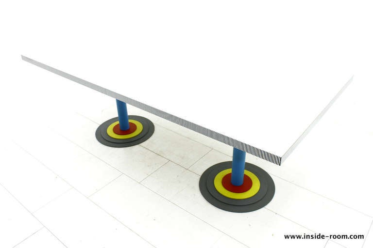 Rare dining / conference table, designed by Antonia Astori 1985 and made by Driade, Italy.
Painted metal legs, laminated tabletop.
Measures: Wide 200 cm, depth 100 cm, height 73.5 cm.
Very good condition!

Worldwide shipping.