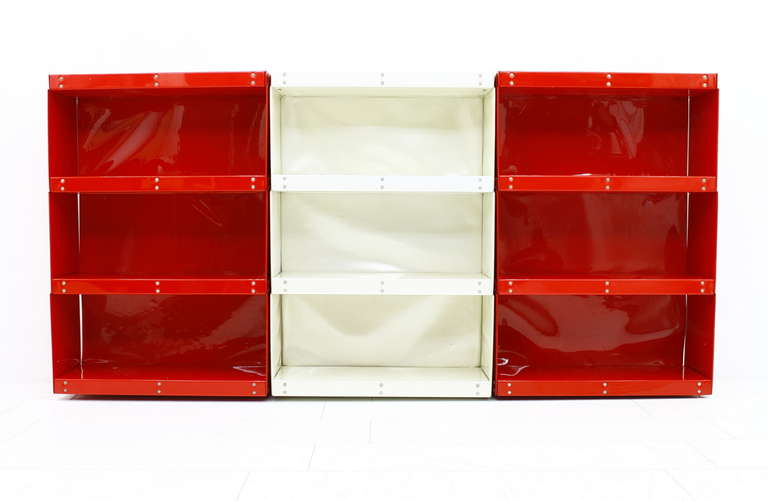 Softline Wall System, Shelf, Bookshelf by Otto Zapf, Germany 1971, Red / White (Deutsch) im Angebot