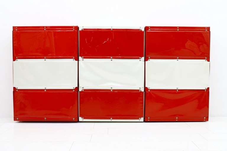 Softline Wall System, Shelf, Bookshelf by Otto Zapf, Germany 1971, Red / White For Sale 1