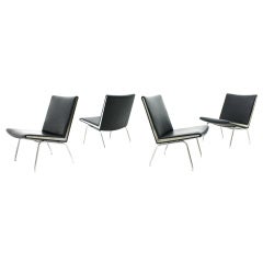 One of Four Airport Leather Lounge Chairs AP-40 by Hans J. Wegner, Denmark