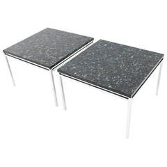 Pair of Side Tables in Labrador Granite and Steel, 1970s