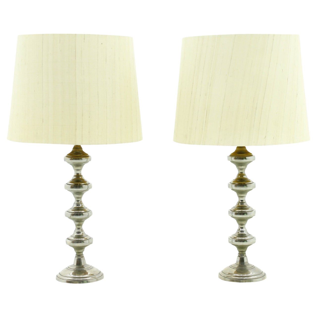 Nice Pair of Decorative Metall Table Lamps, 1970s