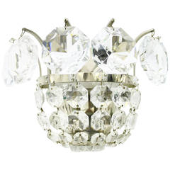 One of Four Wall Lights by Bakalowits Crystal and Nickel, Austria, circa 1960s