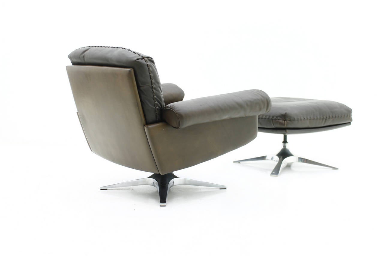 Late 20th Century Leather Lounge Chair with Ottoman DS 31, De Sede Switzerland, 1970
