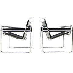 Pair B3 Wassily Lounge Chairs, Marcel Breuer, Knoll Int. Bauhaus
