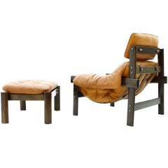 Brazilian Rosewood and Leather Lounge Chair by Percival Lafer at 1stDibs