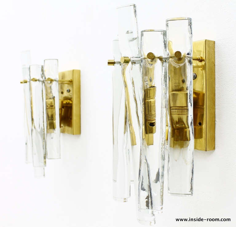 Pair Kinkeldey Wall Sconce, Krystal Glass, Gold Plate In Good Condition For Sale In Frankfurt / Dreieich, DE