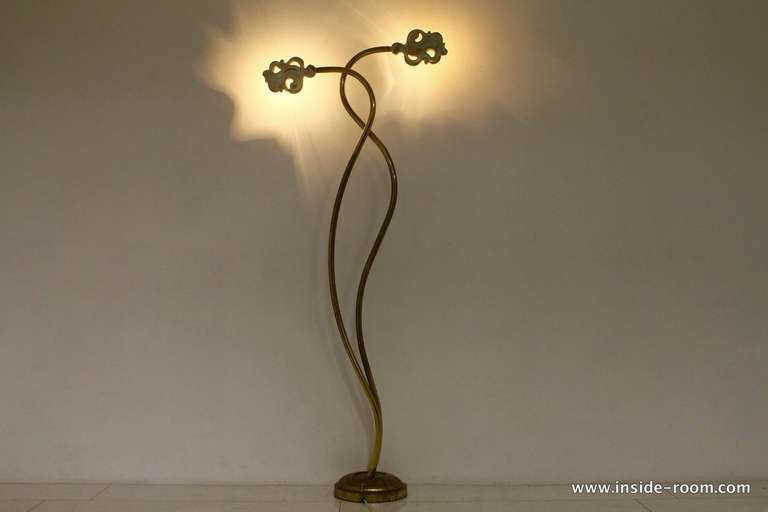 Rare Italian Floor Lamp, Brass, 1950s 5