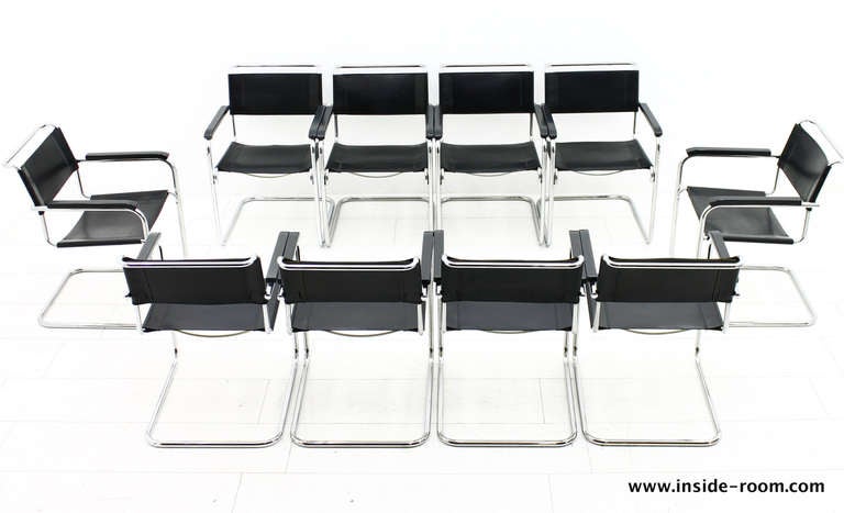 20th Century 10 x Mart Stam Steel Tube Dining Chairs, Thonet, Bauhaus