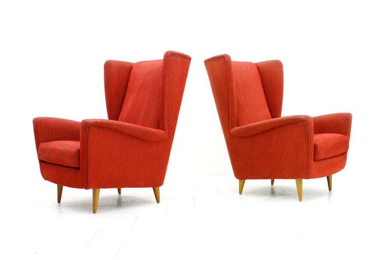 Mid-Century Modern Pair of Wing Lounge Chairs, 1950s