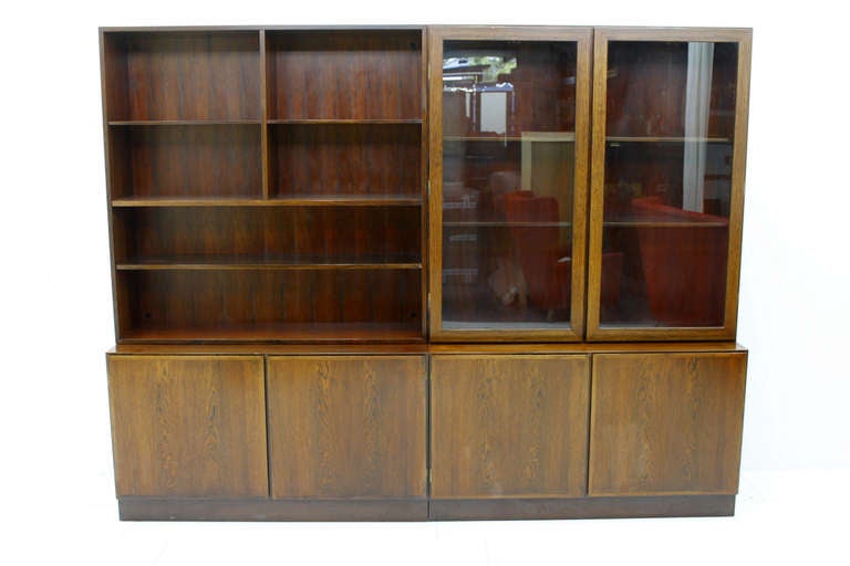 Scandinavian Modern Two Rosewood Cabinets and Bookcases by Oman Jun, Denmark