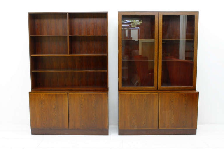 Mid-20th Century Two Rosewood Cabinets and Bookcases by Oman Jun, Denmark