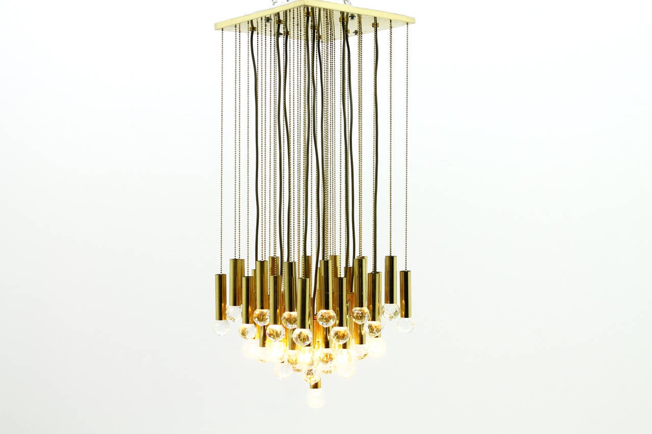Modern Two Ernst Palme Brass and Glass Chandeliers, 1970s