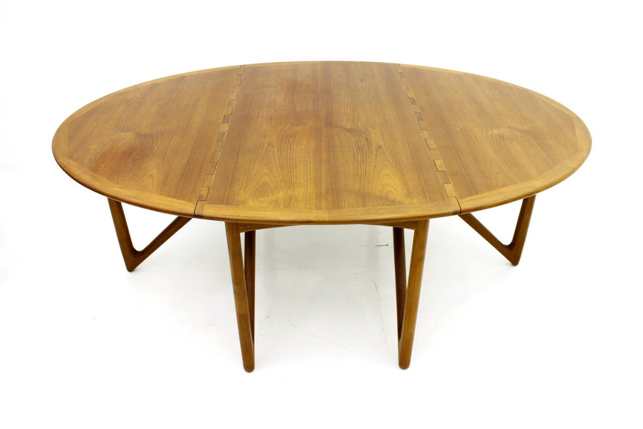 Scandinavian Modern Kurt Ostervig Drop-Leaf Teak Dining Table, Jason Mobler, Denmark 1960`s For Sale
