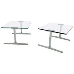 Rare Pair of Glass and Aluminum Side Tables by Dieter Rams, Germany