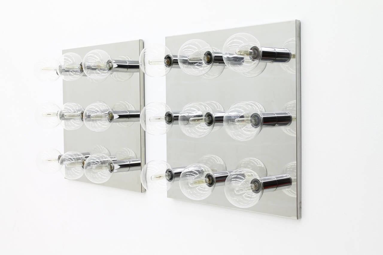 Pair of Motoko Ishii Chrome and Glass Wall Sconces by Staff, 1970s 1