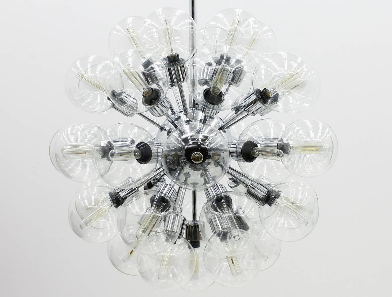 Large Glass and Chrome Chandelier by Motoko Ishii for Staff, 1970s In Excellent Condition In Frankfurt / Dreieich, DE
