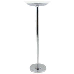 Rare Jean Perzel Art Deco Full Chrome Floor Lamp, France, 1930s